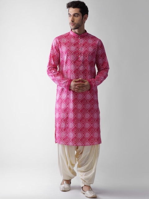 

Vartah Men Pink Paisley Printed Kurta