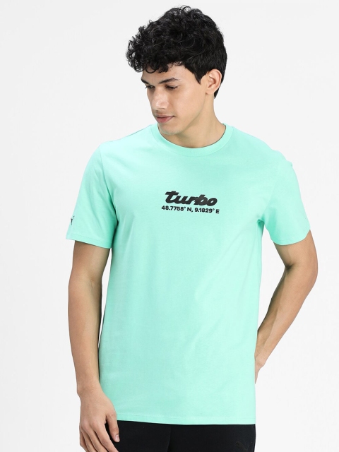 

PUMA Motorsport Men Sea Green & Black Printed Cotton T-shirt