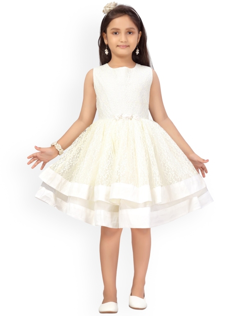 

Aarika Girls Off White Layered Net Dress