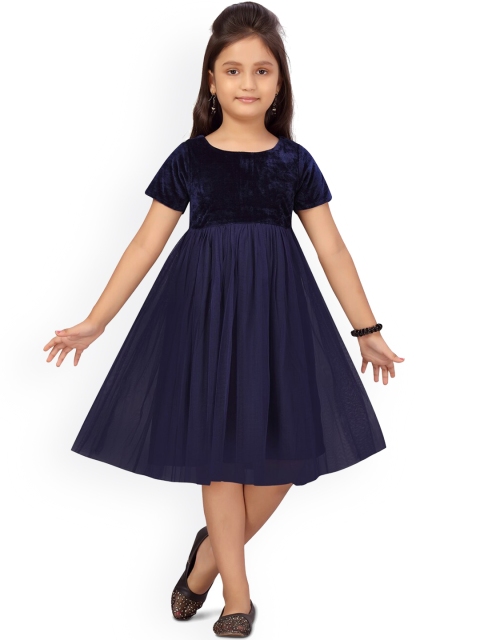 

Aarika Girls Navy Blue Velvet Dress