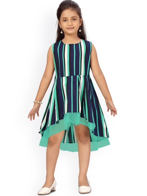 

Aarika Girls Green & White Striped Dress