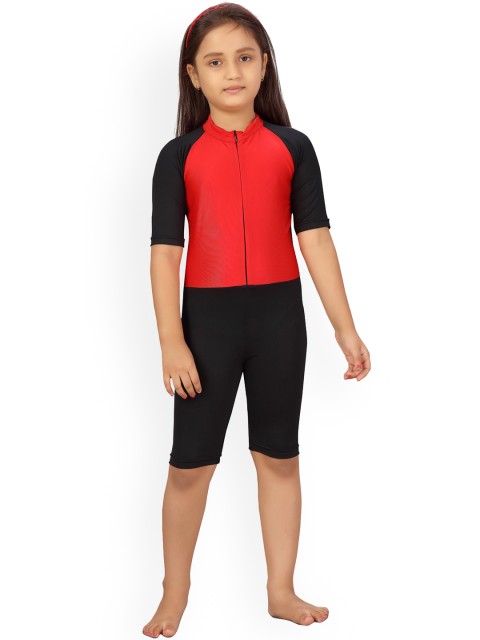 

Aarika Girls Black & Red Colourblocked Skating Suit