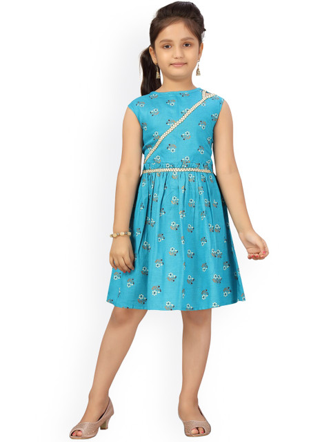 

Aarika Turquoise Blue Floral Dress