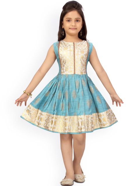 

Aarika Girls Turquoise Blue Ethnic Motifs Printed Dress