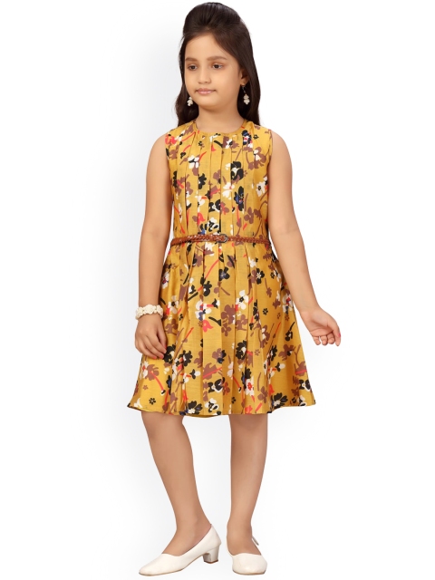 

Aarika Girls Yellow & White Floral Net Dress