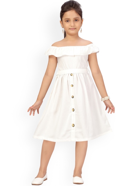 

Aarika White Off-Shoulder Crepe Dress