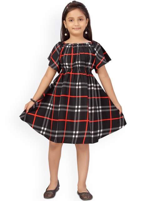 

Aarika Girls Black & White Checked Dress