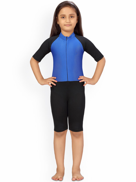 

Aarika Girls Blue & Black Colourblocked Skating Suit