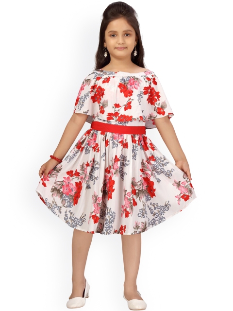 

Aarika Girls White & Red Floral Dress