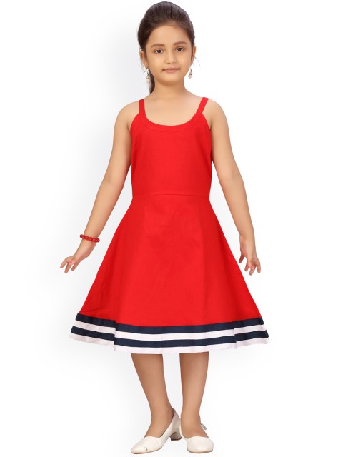 

Aarika Girls Red & White Solid Cotton Dress