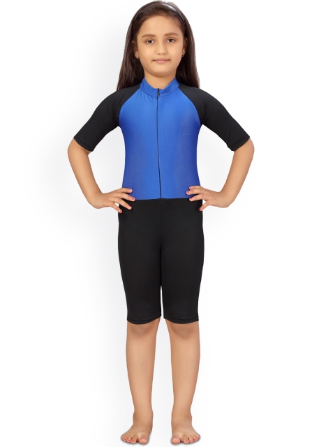 

Aarika Girls Blue & Black Colourblocked Swimming Suit