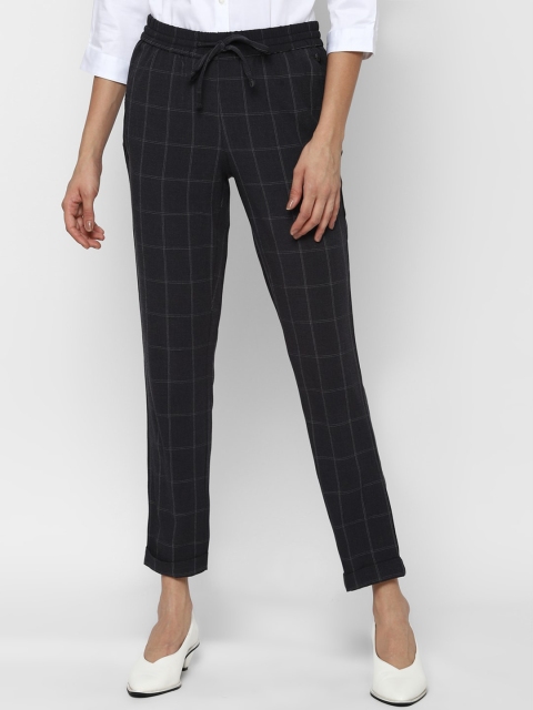 

Allen Solly Woman Black Checked Peg Trousers
