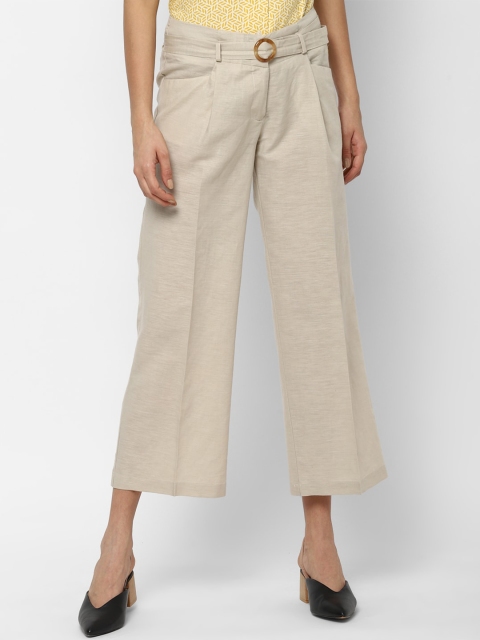 

Allen Solly Woman Beige Pleated Culottes Trousers