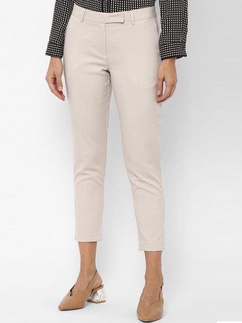 

Allen Solly Woman Beige Slim Fit Cigerette Trousers