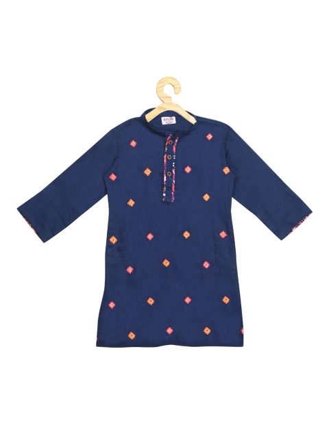 

Kinder Kids Boys Blue Bandhani Embroidered Gotta Patti Pastels Kurta