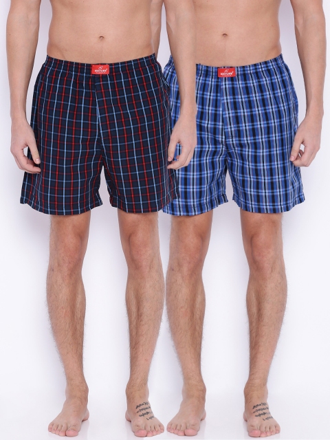 

Nature Casuals Pack of 2 Checked Boxers BOSLO9955555, Blue