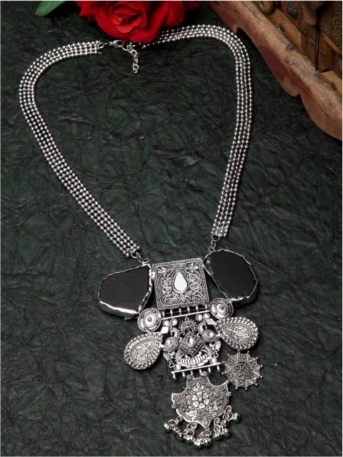 

Moedbuille Women Black & Silver-Toned Brass Antique Necklace
