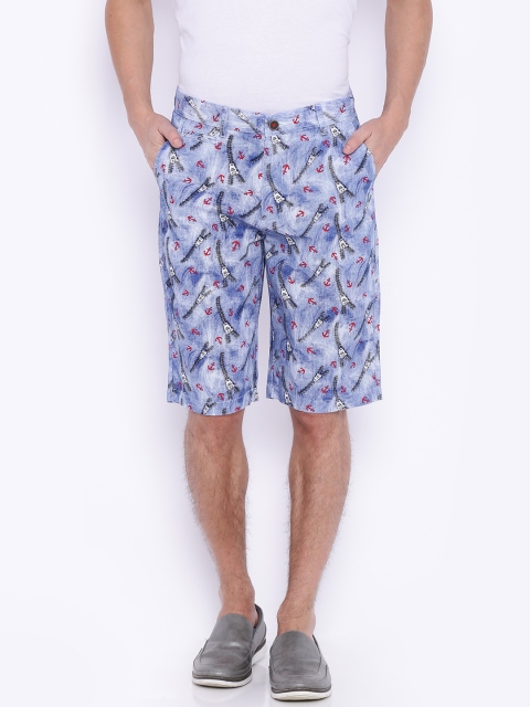 

Nature Casuals Men Blue Printed Chino Shorts