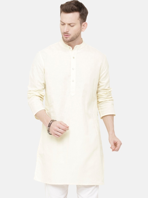 

Linen Club Men Yellow Thread Work Kurta