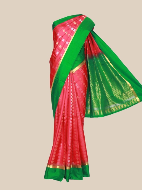 

The Chennai Silks Red & Green Ethnic Motifs Pure Silk Kanjeevaram Saree