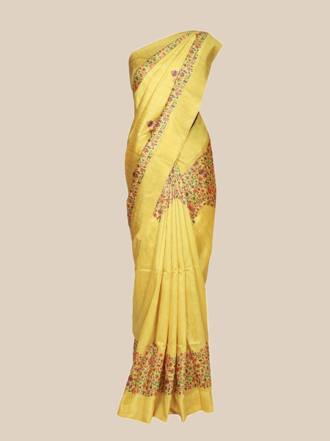 

The Chennai Silks Yellow & Red Floral Fusion Saree