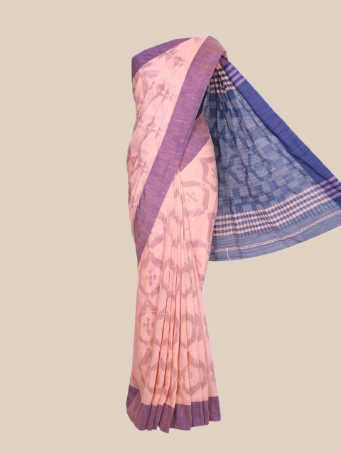 

The Chennai Silks Peach-Coloured & Purple Woven Design Pure Cotton Saree