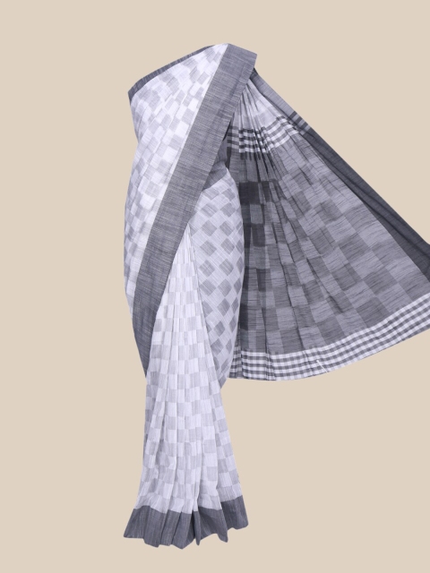 

The Chennai Silks Off White & Grey Woven Design Pure Cotton Saree