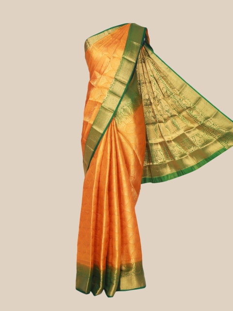 

The Chennai Silks Yellow & Green Woven Design Jute Cotton Fusion Saree