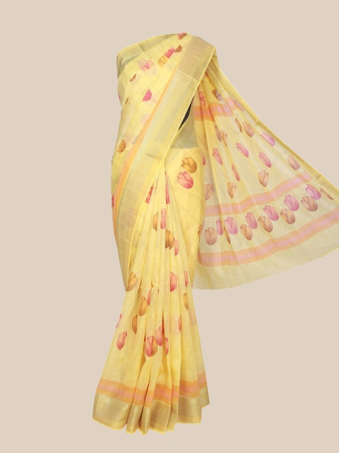 

The Chennai Silks Yellow & Rose Pure Cotton Fusion Chanderi Saree