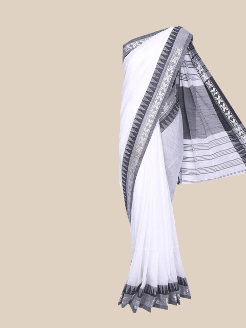 

The Chennai Silks Off White & Grey Zari Pure Cotton Saree