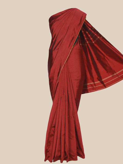 

The Chennai Silks Maroon & Gold-Toned Woven Design Art Silk Fusion Saree