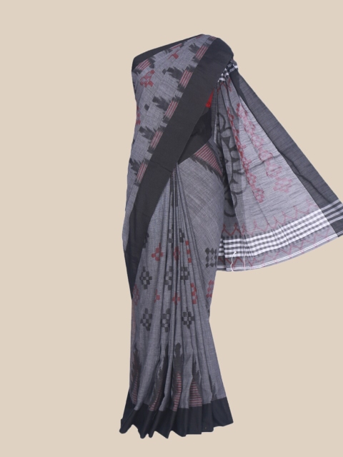 

The Chennai Silks Grey & Navy Blue Printed Pure Cotton Saree
