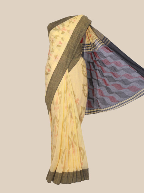 

The Chennai Silks Yellow & Olive Green Printed Pure Cotton Saree