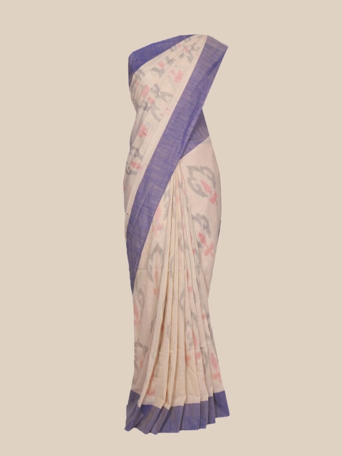 

The Chennai Silks Beige & Blue Woven Design Pure Cotton Saree