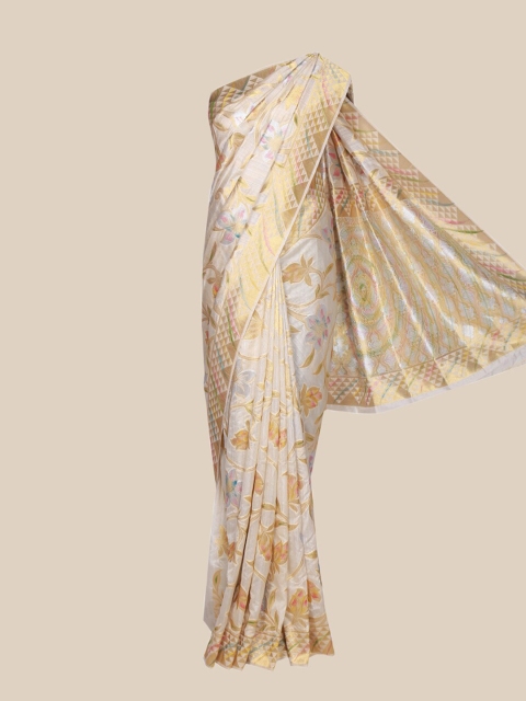 

The Chennai Silks Cream-Coloured & Gold-Toned Woven Design Saree