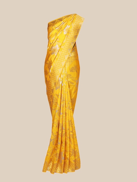 

The Chennai Silks Yellow & Gold-Toned Woven Design Saree