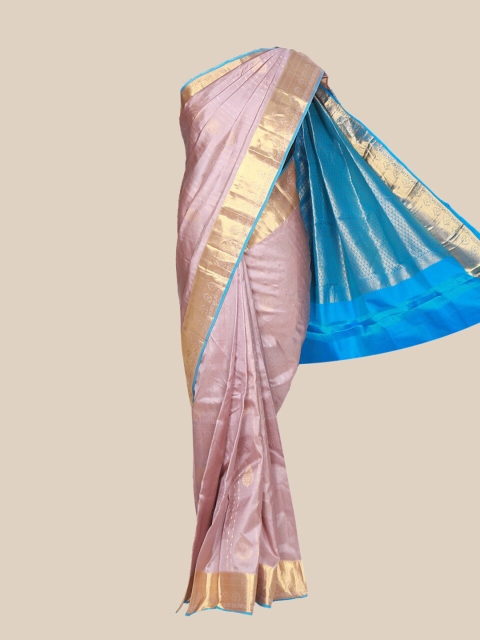 

The Chennai Silks Pink & Gold-Toned Woven Design Pure Silk Kanjeevaram Saree