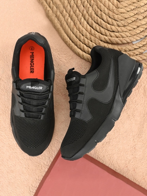

MENGLER Men Black Mesh Running Non-Marking Shoes