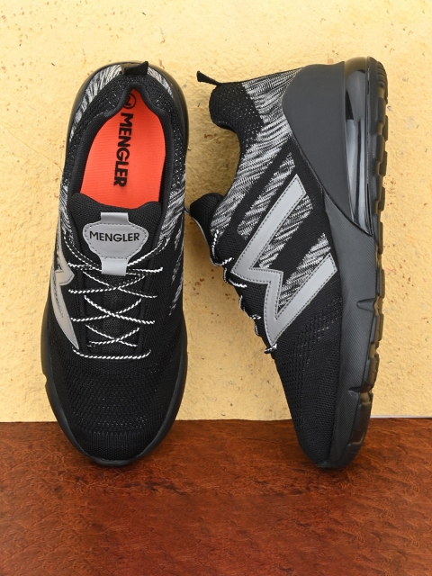 

MENGLER Men Black Mesh Running Non-Marking Shoes