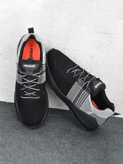 

MENGLER Men Black Mesh Running Non-Marking Shoes