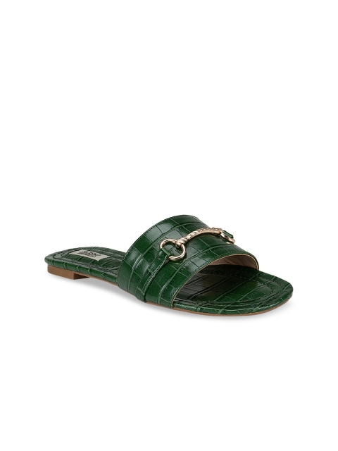 

ROSSO BRUNELLO Women Green & Gold-Toned Textured Open Toe Flats