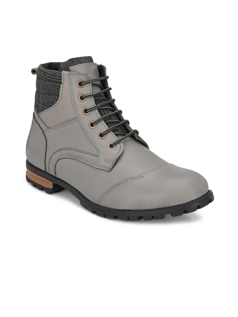 

The Roadster Lifestyle Co Men Grey Colourblocked Flat Leather Boots