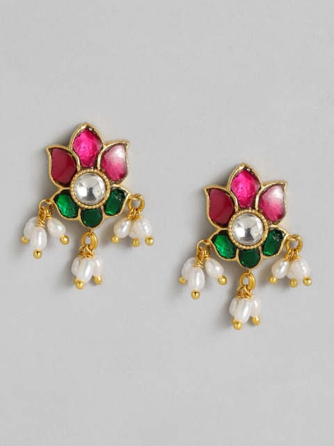 

AccessHer Gold-Plated Pink Floral Studs Earrings