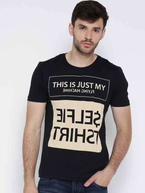 

Flying Machine Men Black Printed T-shirt
