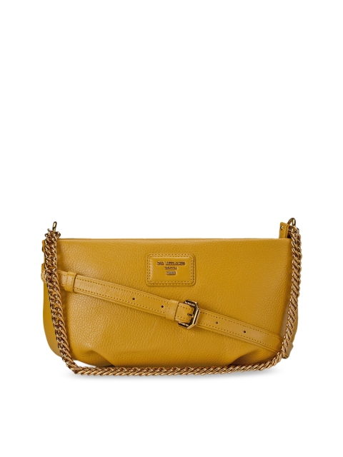 

Da Milano Yellow Leather Structured Sling Bag
