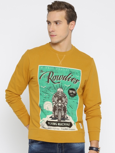 

Flying Machine Mustard Yellow Printed Sweatshirt