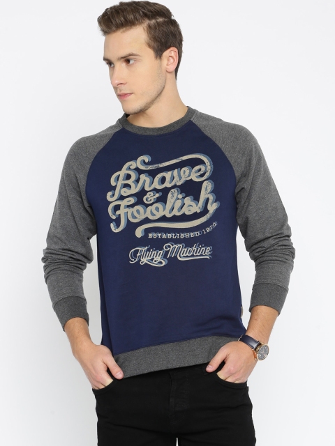 

Flying Machine Navy Printed Sweatshirt, Navy blue