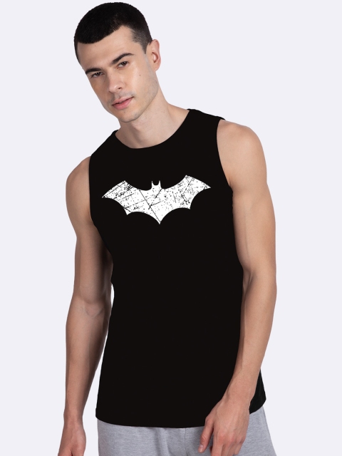 

Bewakoof Men Black & White Batman Logo Printed Cotton Gym Vests