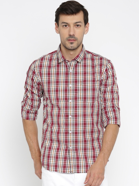 

Flying Machine Men Maroon & white Checked Casual Shirt