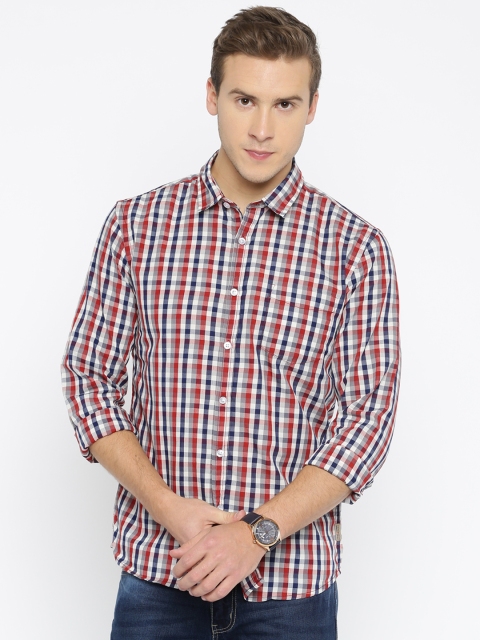 

Flying Machine Men Navy Blue & Red Checked Casual Shirt